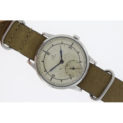 156 - VERY RARE OMEGA 'AVIATOR' OVERSIZED CMK 2039 circa 1939,, silver two tone oversized sector dial, sub... 