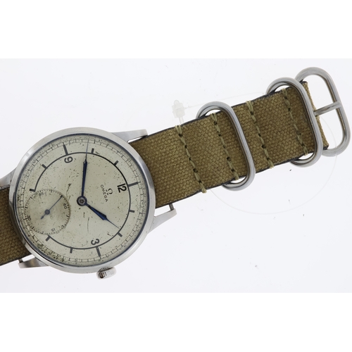 156 - VERY RARE OMEGA 'AVIATOR' OVERSIZED CMK 2039 circa 1939,, silver two tone oversized sector dial, sub... 