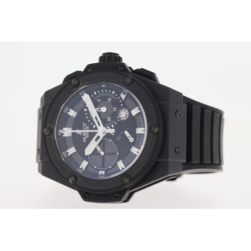 177 - HUBLOT BLACK MAGIC CHRONOGRAPH KING POWER LIMITED EDITION FULL SET 2010, circular black skeletonised... 