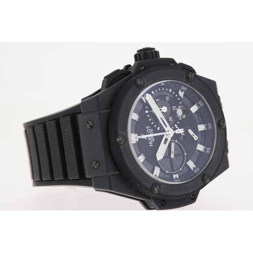 177 - HUBLOT BLACK MAGIC CHRONOGRAPH KING POWER LIMITED EDITION FULL SET 2010, circular black skeletonised... 