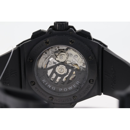 177 - HUBLOT BLACK MAGIC CHRONOGRAPH KING POWER LIMITED EDITION FULL SET 2010, circular black skeletonised... 