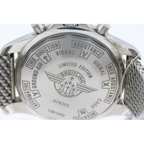 178 - BREITLING CHRONOSPACE REFERENCE A78365 AREO JET TEAM LIMITED EDITION, circular silver dial with dot ... 