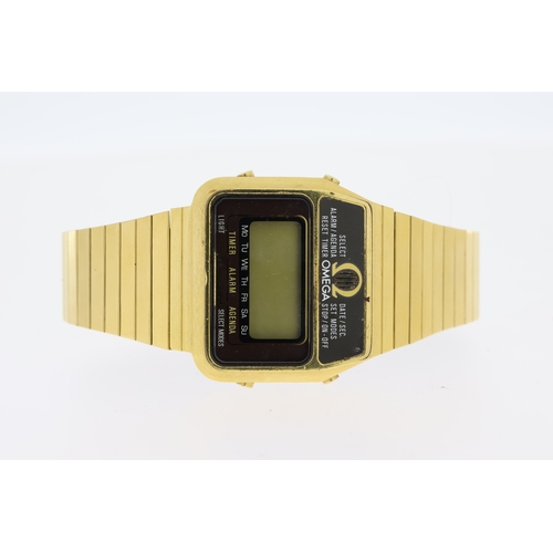 183 - OMEGA MEMOMASTER DIGITAL ALARM WATCH CIRCA 1980's, digital display, approx 35mm gold plated case, in... 