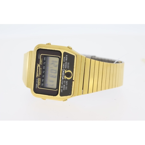 183 - OMEGA MEMOMASTER DIGITAL ALARM WATCH CIRCA 1980's, digital display, approx 35mm gold plated case, in... 