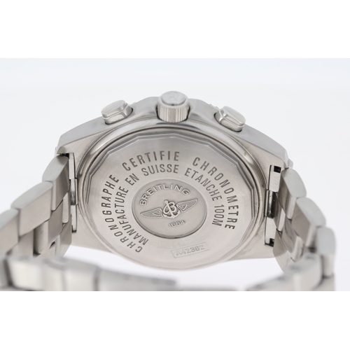 19 - BREITLING B-2 AUTOMATIC CHRONOGRAPH REFERENCE A42362 WITH BOX AND PAPERS 2006, circular silver dial ... 