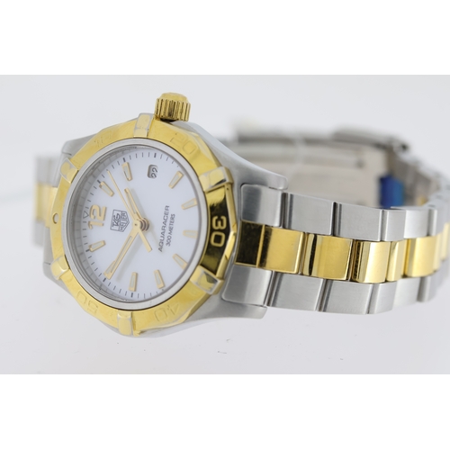 20 - LADIES TAG HEUER AQUARACER MOP QUARTZ WATCH REFERENCE WAF1424 W/BOX AND PAPERS 2008, Approx 27mm sta... 