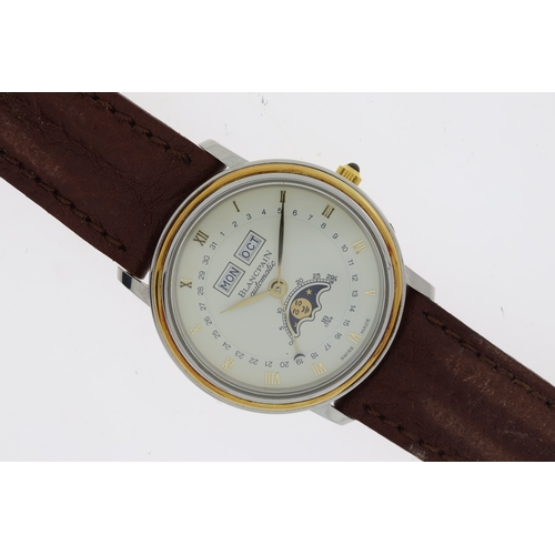 33 - BLANCPAIN VILLERET MOONPHASE WITH BOX AND PAPERS 1989, circular cream dial with gold roman numeral h... 