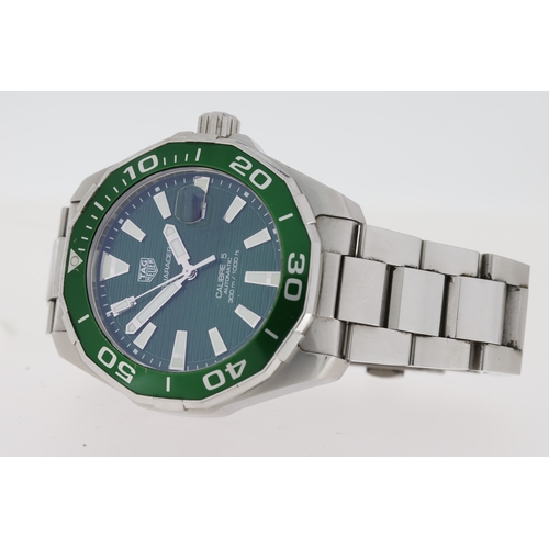 34 - TAG HEUER AQUARACER 'HULK' CALIBRE 5 REFERENCE WAY201S.BA0927 WITH BOX AND PAPERS 2001, green dial a... 