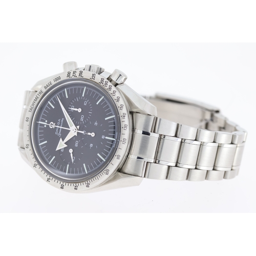 37 - OMEGA SPEEDMASTER '57 REFERENCE 3594.50.00 WITH BOX CIRCA 1998, circular black dial with baton hour ... 