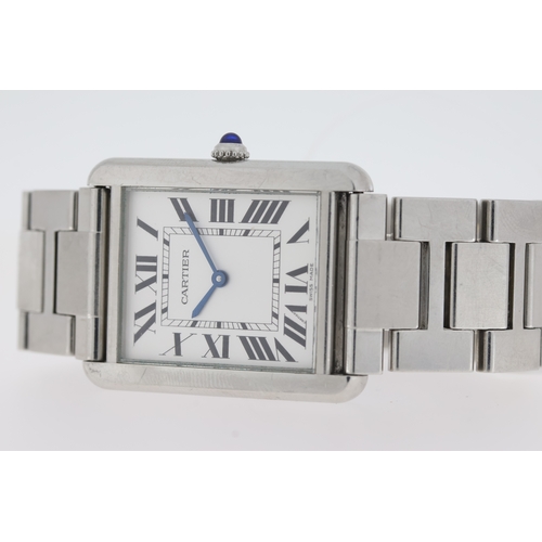 52 - CARTIER TANK SOLO REF. 3169, rectangular silver dial with roman numeral hour markers and hands, 28mm... 