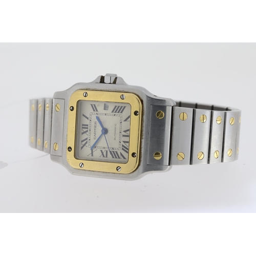 53 - CARTIER SANTOS GALBEE AUTOMATIC REFERENCE 2319, silver square dial, stainless steel and gold case an... 