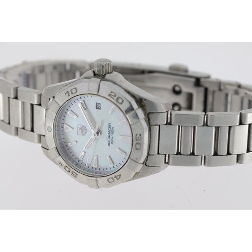 58 - LADIES TAG HEUER AQUARACER MOP QUARTZ WATCH REFERENCE WAY1412, Approx 27.5mm stainless steel case wi... 