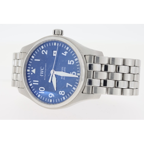 61 - IWC MARK XVIII 'LE PETIT PRINCE' AUTOMATIC, circular sunburst blue dial with arabic numeral hour mar... 