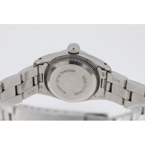 65 - LADIES ROLEX OYSTER PERPETUAL REFERENCE 67180 CIRCA 1987, circular silver dial with baton hour marke... 