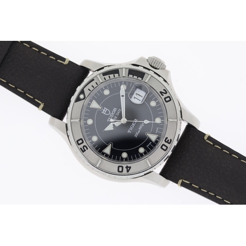 66 - TUDOR PRINCE DATE HYDRONAUT 'TIGER' AUTOMATIC REFERENCE 89190, circular gloss black dial with applie... 