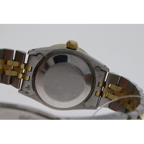 79 - LADIES ROLEX DATEJUST CUSTOM DIAMONDS REFERENCE 68273 CIRCA 1984, circular aftermarket mother of pea... 