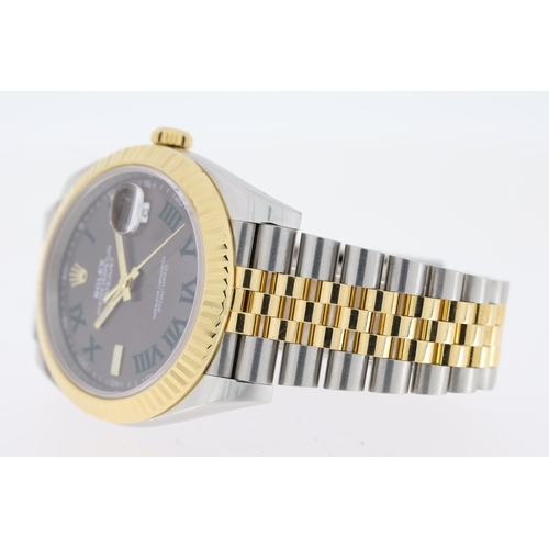 8 - ROLEX DATEJUST 41 WIMBELDON REFERENCE 126333 BOX AND PAPERS 2019, circular grey sunburst dial with '... 