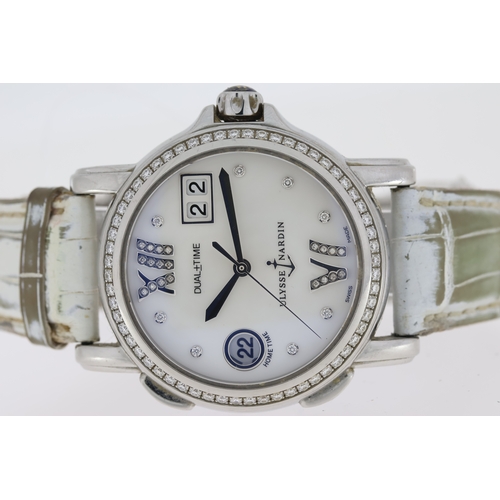 99 - ULYSSE NARDIN DUAL TIME SAN MARCO REFERENCE 223-22, mother of pearl dial diamond set hour markers an... 