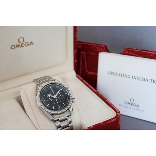 37 - OMEGA SPEEDMASTER '57 REFERENCE 3594.50.00 WITH BOX CIRCA 1998, circular black dial with baton hour ... 