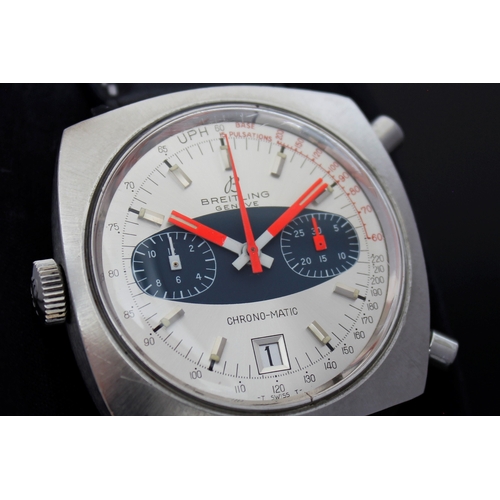 47 - VINTAGE BREITLING CHRONO-MATIC REFERENCE 2111 CIRCA 1969, circular silver dial with baton hour marke... 