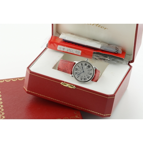 152 - CARTIER RHONDE DATE W/ BOX & PAPERS REF. 2934 CIRCA 2012, circular silver dial with roman numeral ho... 