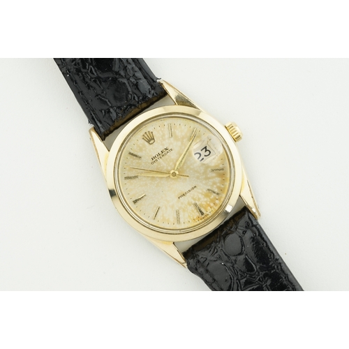 161 - ROLEX OYSTERDATE PRECISION GOLD PLATED REF. 6694 CIRCA 1961, circular patina dial with hour markers ... 