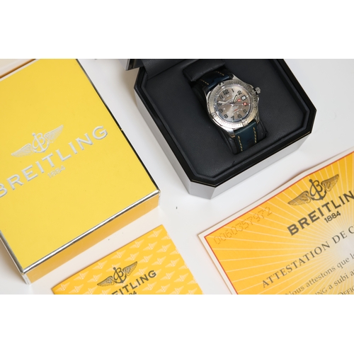 1 - BREITLING COLT GMT REFERENCE A32350 BOX AND PAPERS 2006, circular silver dial with arabic numeral ho... 