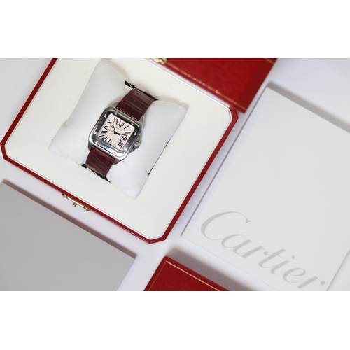 149 - CARTIER SANTOS 100 AUTOMATIC REFERENCE 2878 WITH BOX AND PAPERS 2005, square white dial with roman n... 