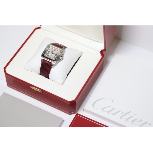 149 - CARTIER SANTOS 100 AUTOMATIC REFERENCE 2878 WITH BOX AND PAPERS 2005, square white dial with roman n... 