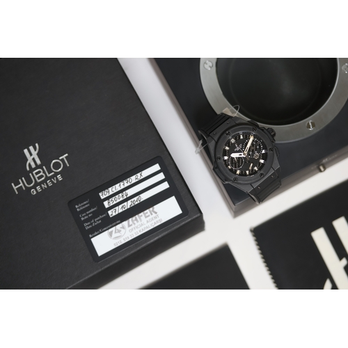 177 - HUBLOT BLACK MAGIC CHRONOGRAPH KING POWER LIMITED EDITION FULL SET 2010, circular black skeletonised... 