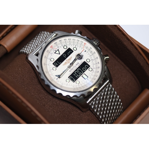 178 - BREITLING CHRONOSPACE REFERENCE A78365 AREO JET TEAM LIMITED EDITION, circular silver dial with dot ... 