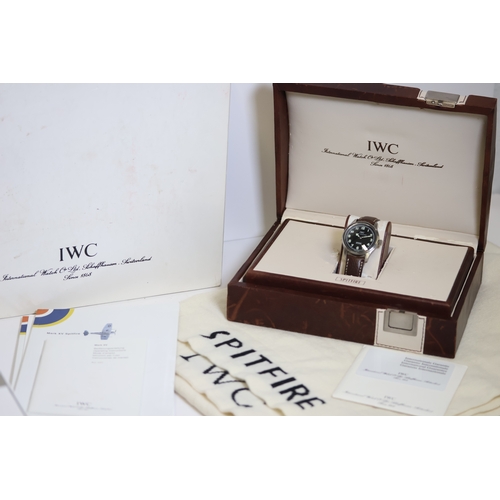 180 - IWC MARK XV SPITFIRE REFERENCE 3253 BOX AND PAPERS 2003 WITH SCARF, circular black dial with arabic ... 