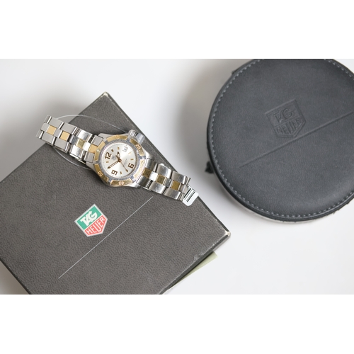 27 - LADIES TAG HEUER AQUARACER QUARTZ WATCH REFERENCE WN1353 W/BOX, Approx 28mm stainless steel case wit... 