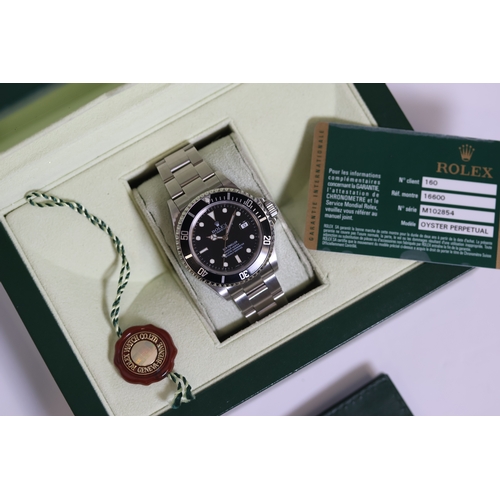 4 - ROLEX SEA DWELLER REFERENCE 16600 BOX AND PAPERS 2008, circular black dial with applied hour markers... 