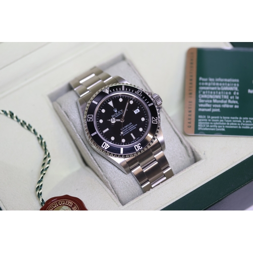 4 - ROLEX SEA DWELLER REFERENCE 16600 BOX AND PAPERS 2008, circular black dial with applied hour markers... 