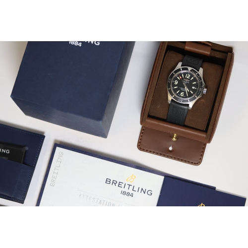 5 - BREITLING SUPEROCEAN 44 REFERENCE A17367 WITH BOX AND PAPERS 2020, circular black dial with applied ... 