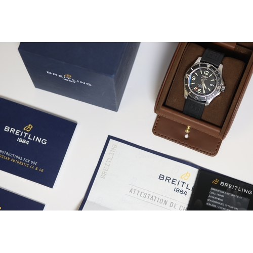 5 - BREITLING SUPEROCEAN 44 REFERENCE A17367 WITH BOX AND PAPERS 2020, circular black dial with applied ... 