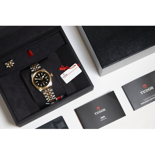 6 - TUDOR BLACK BAY 36 STEEL AND GOLD REFERENCE 79503 BOX AND PAPERS 2022, circular gloss black dial wit... 