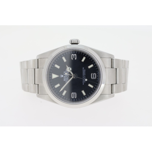 157 - ROLEX EXPLORER REFERENCE 114270 BOX AND PAPERS 2004, circular gloss black dial with applied hour mar... 