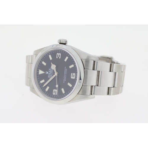 157 - ROLEX EXPLORER REFERENCE 114270 BOX AND PAPERS 2004, circular gloss black dial with applied hour mar... 