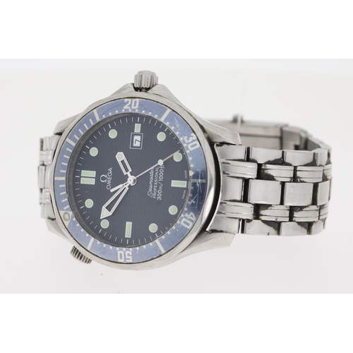 6 - OMEGA SEAMASTER 300 41MM QUARTZ DIVE WATCH, circular blue wave dial with dot hour markers, quickset ... 