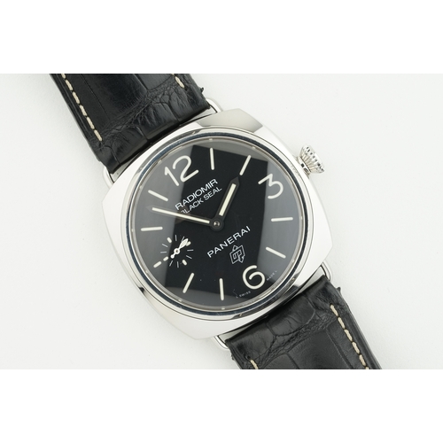 68 - PANERAI RADIOMIR BLACK SEAL W/ GUARANTEE CARD REF. PAM00380 CIRCA 2017, cirular black dial with hour... 