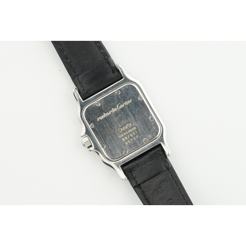 76 - CARTIER SANTOS DATE REF. 987901, square off white dial with blue roman numeral hour markers and hand... 