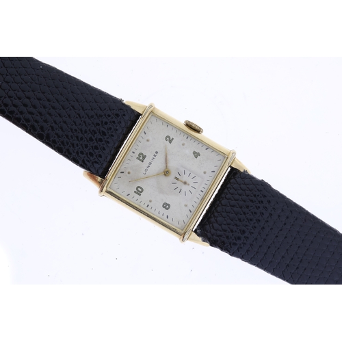 107 - VINTAGE LONGINES GOLD FILLED MECHANICAL WRISTWATCH, square silver dial with arabic numeral hour mark... 