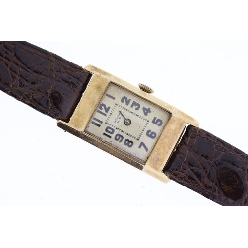 108 - 9CT VINTAGE WALTHAM MECHANICAL WRISTWATCH, rectangular dial with arabic numeral hour markers, 22mm 9... 