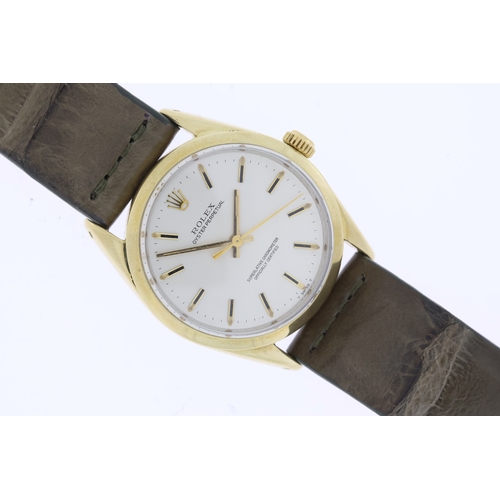 59 - Rolex Oyster Perpetual Reference 1024 Circa 1973, silver dial with baton hour markers, gold plated c... 