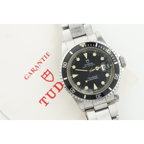 51 - TUDOR PRINCE OYSTERDATE SUBMARINER W/ GUARANTEE PAPERS REF. 76100 CIRCA 1989, circular black dial wi... 