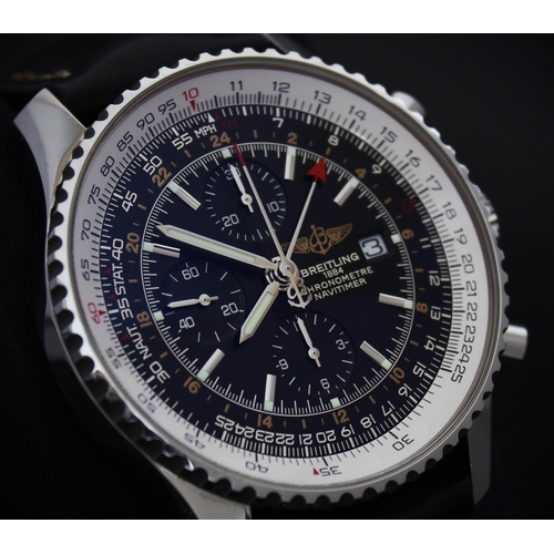 42 - Brand: Breitling
 Model Name: Navitimer World
 Reference: A24322
 Complication: GMT
 Movement: Autom... 