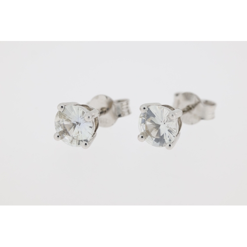 1011 - 18ct White gold, white sapphire earrings, total weight 1.85 carats.