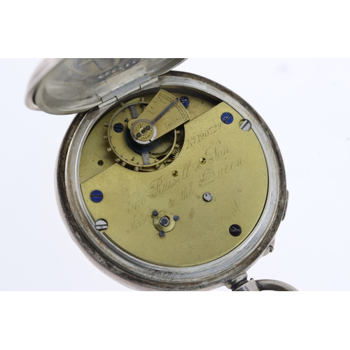 96 - ***TO BE SOLD WITHOUT RESERVE*** A silver Thomas Russell & Son hand winding pocket watch. Engraved '... 